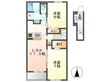 SUN16ヒロ III(2LDK/2階)の間取り写真