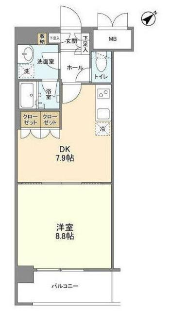 サンハイム鶴見(1DK/6階)の間取り写真