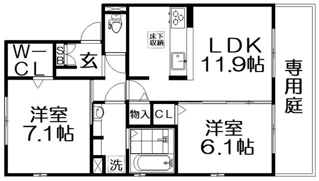 MAISON つわぶき(2LDK/1階)の間取り写真