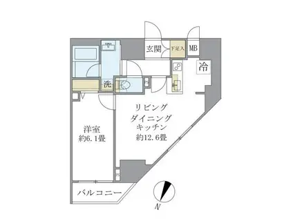 エレミ本蓮沼(1LDK/13階)の間取り写真