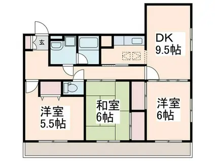 ブルーメンハイツ(3DK/4階)の間取り写真