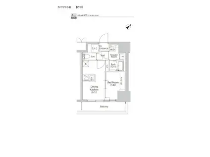 カパリリ小岩(1DK/3階)の間取り写真