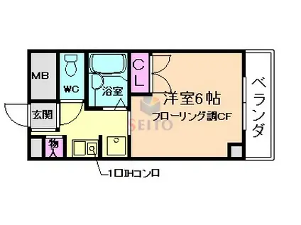 プリモ中桜塚(1K/6階)の間取り写真