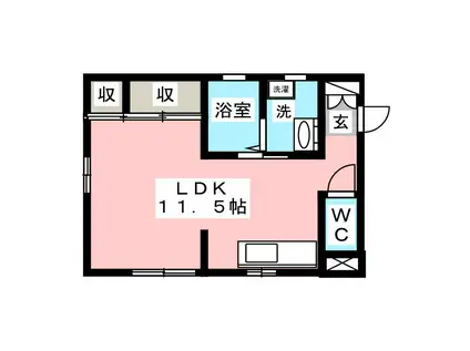 リンアドア(ワンルーム/1階)の間取り写真