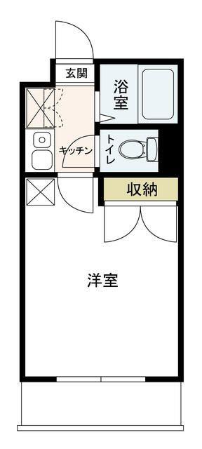 LILY浜野(1K/2階)の間取り写真
