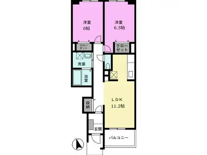 エテルノフィオーレ B(2LDK/1階)の間取り写真