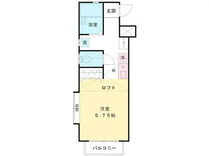 RCコート国立中(ワンルーム/2階)の間取り写真