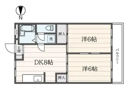 ハイツ峯(2DK/3階)の間取り写真