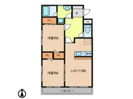 アッサンブラージュ(2LDK/2階)の間取り写真