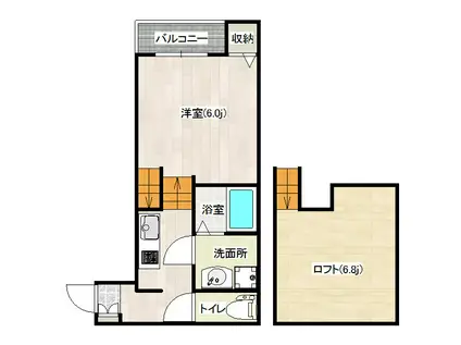 QUONS NISHIJIN(1K/2階)の間取り写真