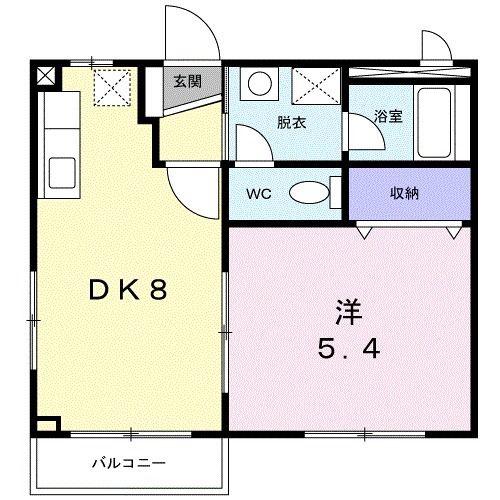 ヴェルジュU(1DK/1階)の間取り写真