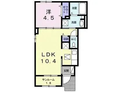 モジョ・エスト(1LDK/1階)の間取り写真