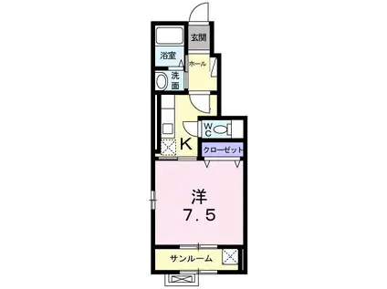 カーサ エヌ(1K/1階)の間取り写真