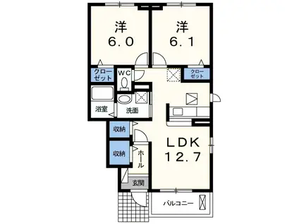 ラ・カーサ(2LDK/1階)の間取り写真