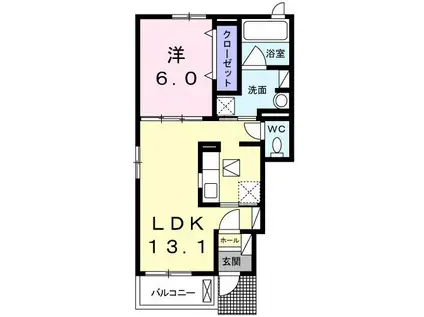 ソレイユ(1LDK/1階)の間取り写真