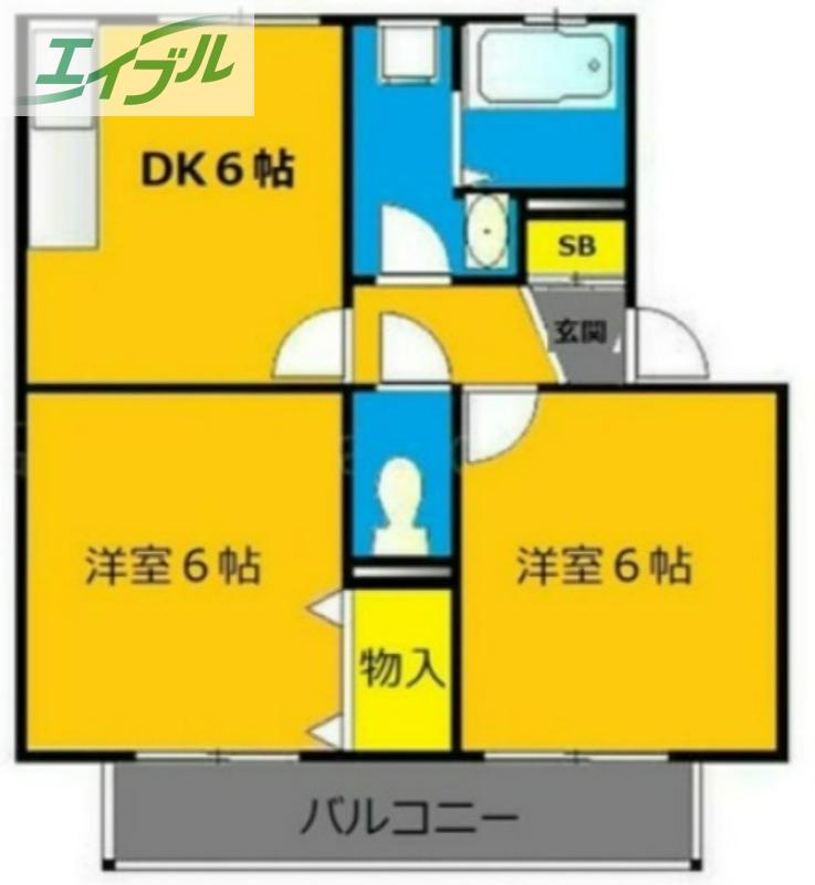 アルテール(2DK/2階)の間取り写真