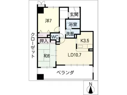 サーパス加納上本町703(2LDK/7階)の間取り写真