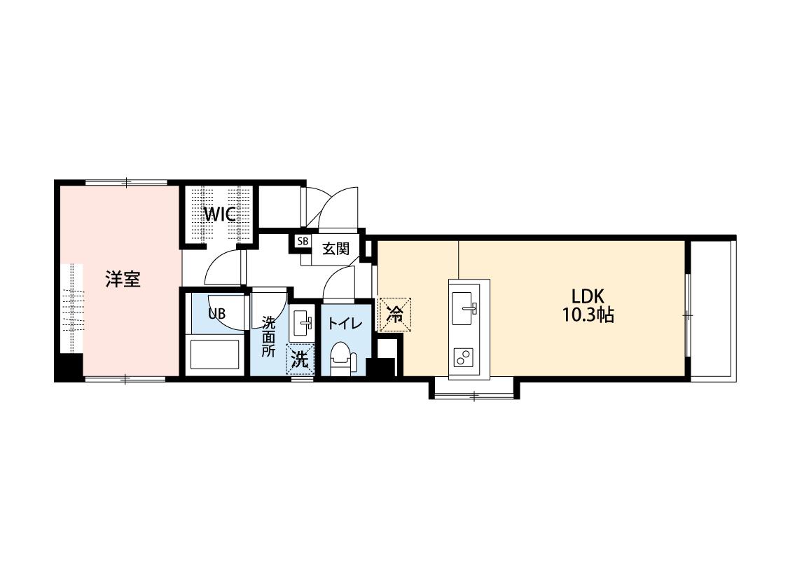 ATOK上町(1LDK/2階)の間取り写真