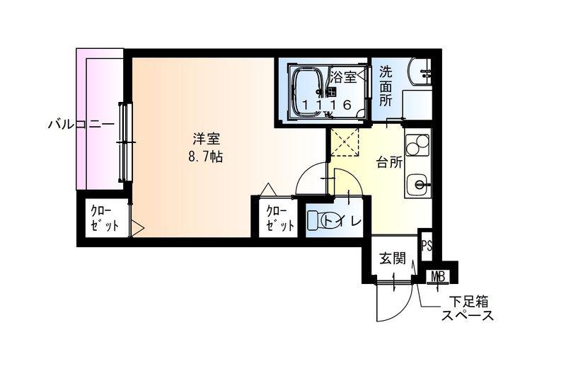 フジパレス今川公園東III番館(1K/1階)の間取り写真