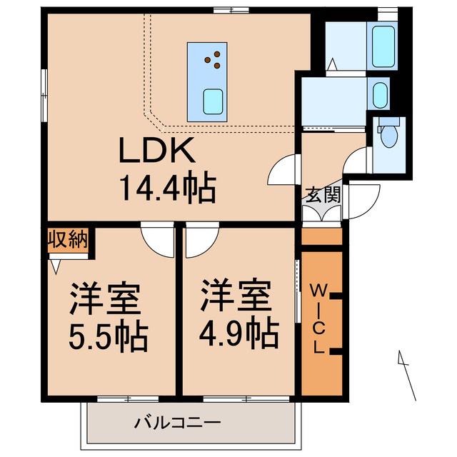 シャーメゾン笠松(2LDK/2階)の間取り写真