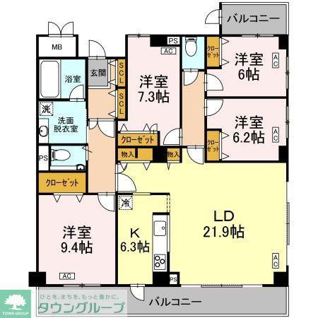 エレガントヴィラ(4LDK/5階)の間取り写真
