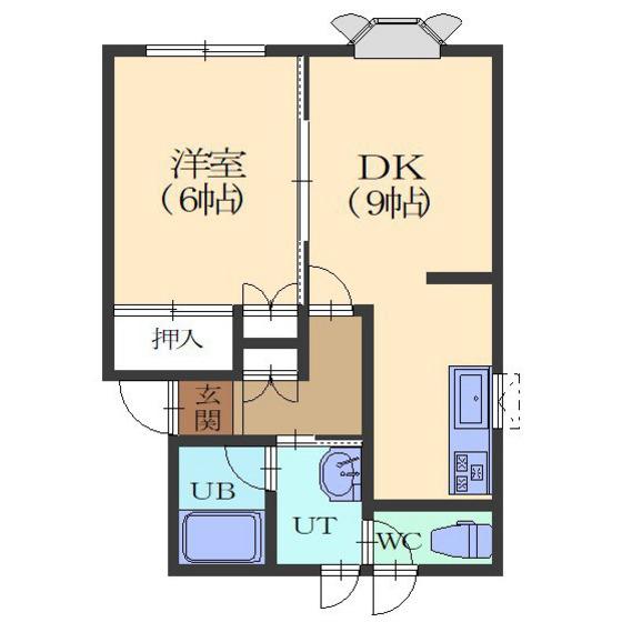 マンションサンシティII(1DK/1階)の間取り写真
