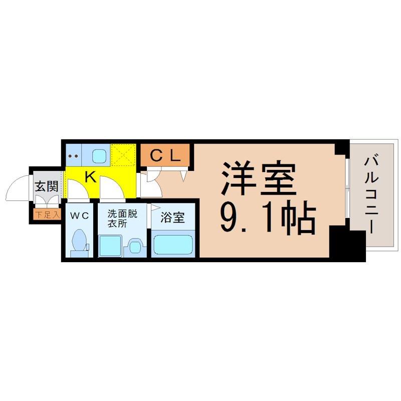 プレサンス錦通 THE 葵(1K/4階)の間取り写真
