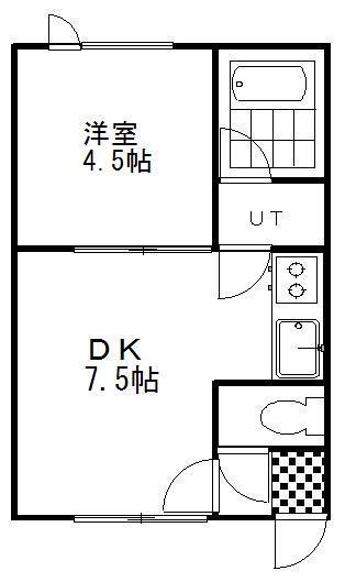 メゾンドF2(1DK/2階)の間取り写真