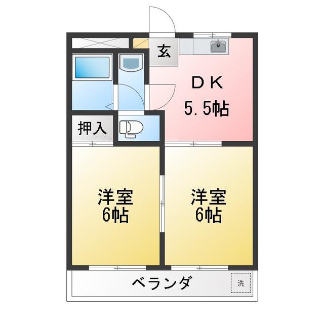 セ・シ・ボン(2DK/2階)の間取り写真