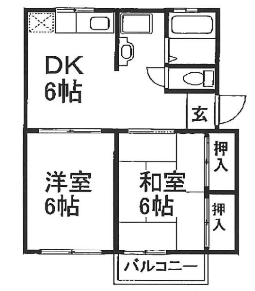 ソファレ小河原C棟(2DK/1階)の間取り写真