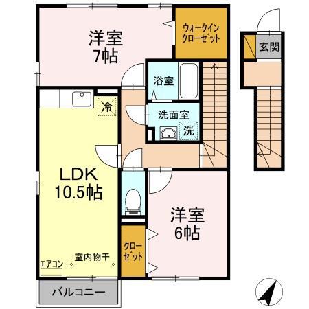 トップV(2LDK/2階)の間取り写真