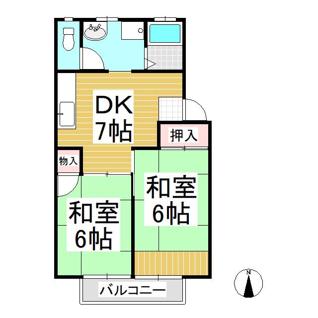須坂ガーデンヴィラ B棟(2DK/2階)の間取り写真
