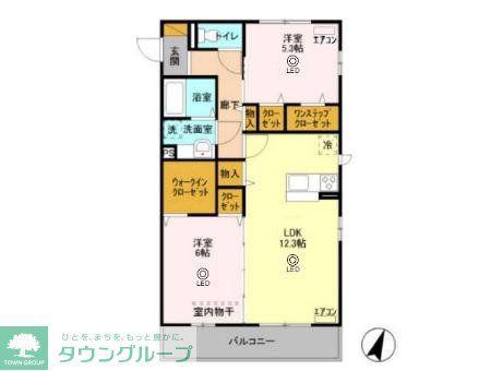 プレミールB棟(2LDK/3階)の間取り写真