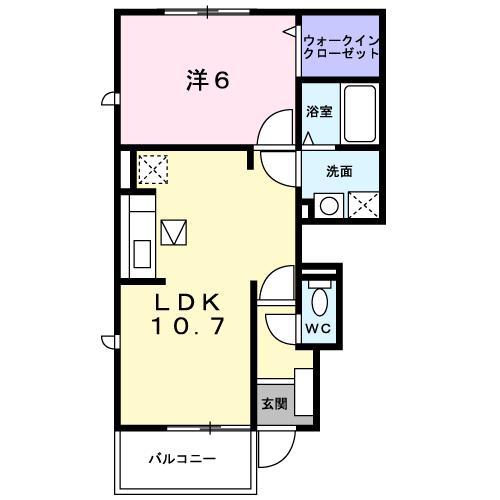 ブルージュ II棟(1LDK/1階)の間取り写真