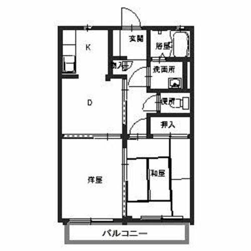 ハイム 穴師の里(2DK/2階)の間取り写真