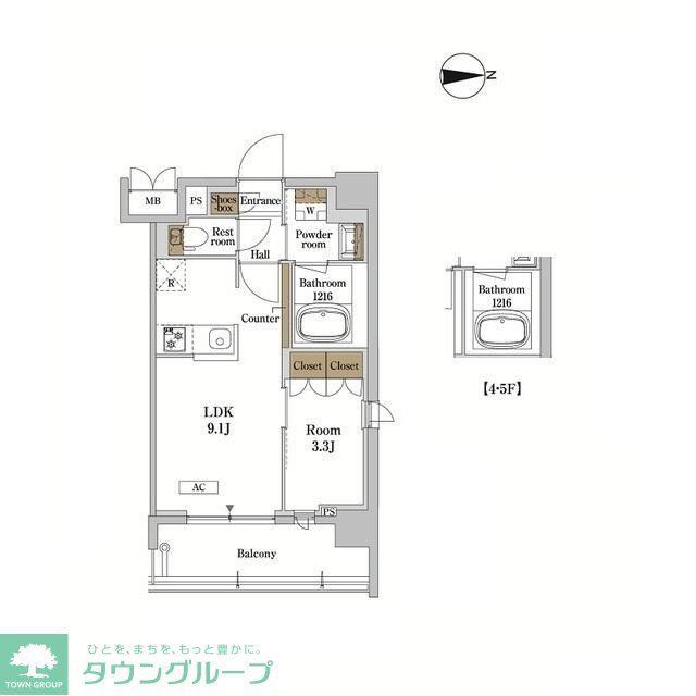 RJRプレシア蒲田(1LDK/2階)の間取り写真