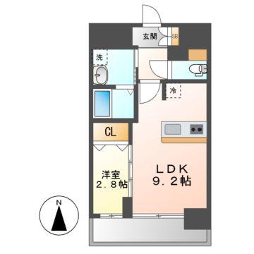 メイクスアート上前津VI(1LDK/14階)の間取り写真