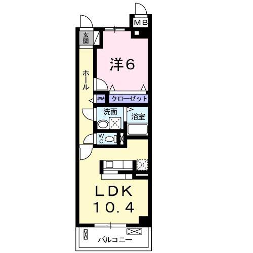 ラフィーネ東野(1LDK/3階)の間取り写真