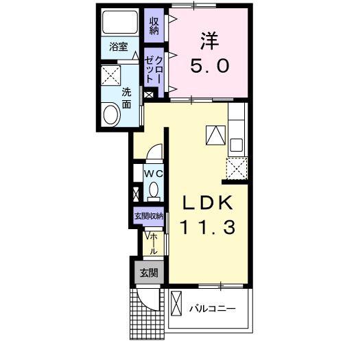 トルハルバン(1LDK/1階)の間取り写真