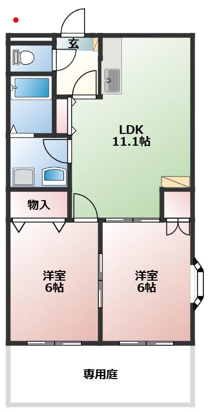 KANADEBITO(2LDK/1階)の間取り写真