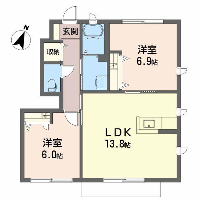 シャーメゾン中之庄(2LDK/1階)の間取り写真