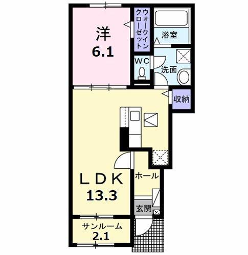 サクラーレC(1LDK/1階)の間取り写真
