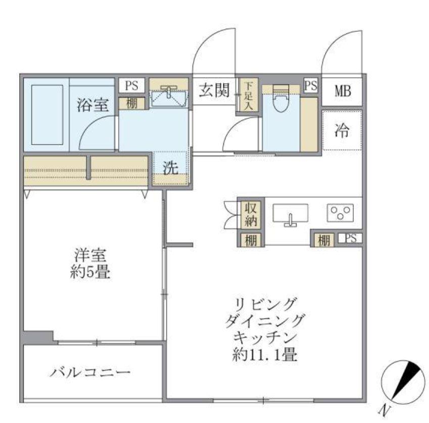 COMPOSITE 大井町 HILLTOP(1LDK/3階)の間取り写真