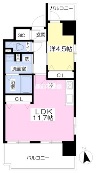 ルーチェ久留米駅前(1LDK/3階)の間取り写真