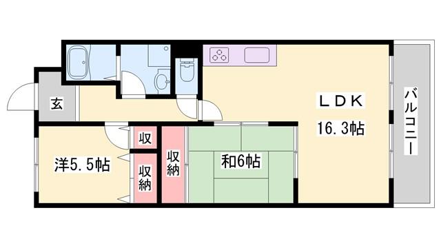 ベル・アーバニティ加古川II(2LDK/5階)の間取り写真