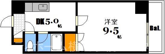 房尾本店1丁目ビル(1DK/8階)の間取り写真