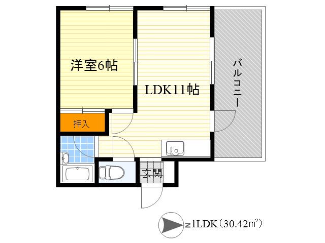 東洋プラザしろきた(1LDK/3階)の間取り写真