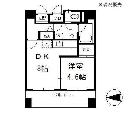 ハックベリーG棟(1DK/3階)の間取り写真