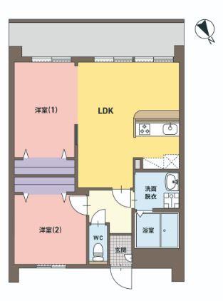 ENSTEPNO.18香椎(2LDK/3階)の間取り写真