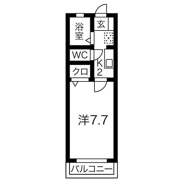 ヤングパレスB棟(1K/2階)の間取り写真